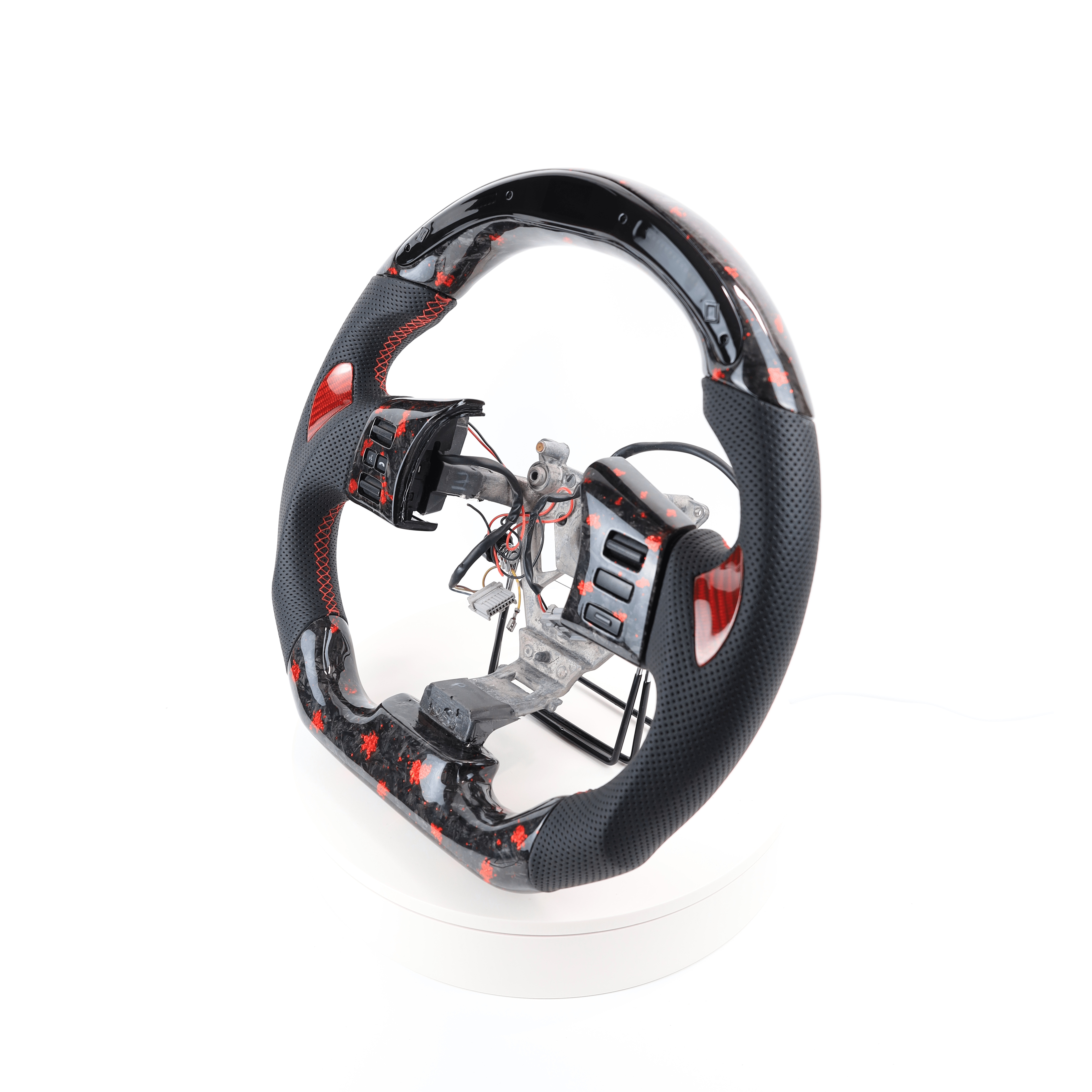 Carbon Clutch Carbon Fiber Steering Wheel 2003+ Nissan 350Z Red Flakes Forged Carbon Steering Wheel