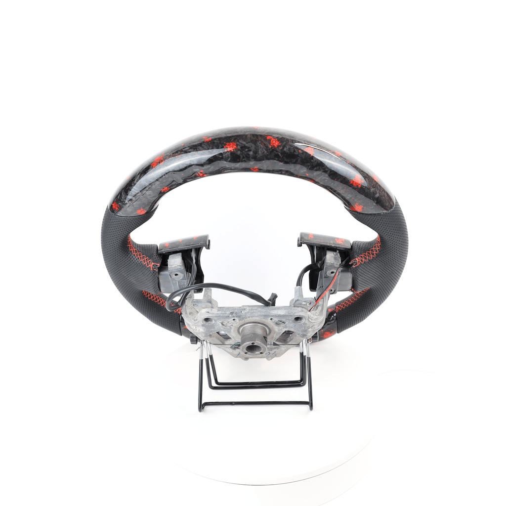Carbon Clutch Carbon Fiber Steering Wheel 2003+ Nissan 350Z Red Flakes Forged Carbon Steering Wheel