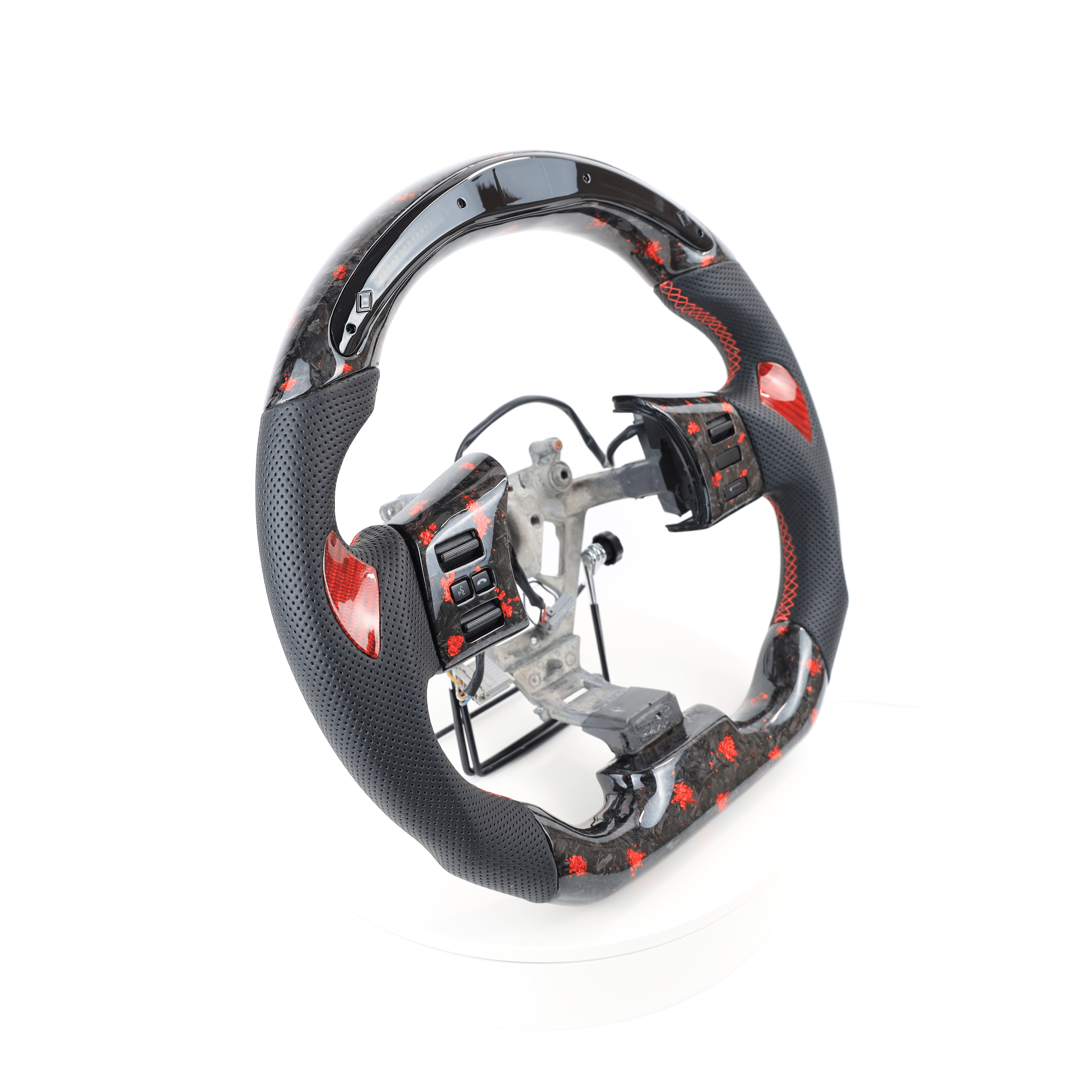 Carbon Clutch Carbon Fiber Steering Wheel 2003+ Nissan 350Z Red Flakes Forged Carbon Steering Wheel