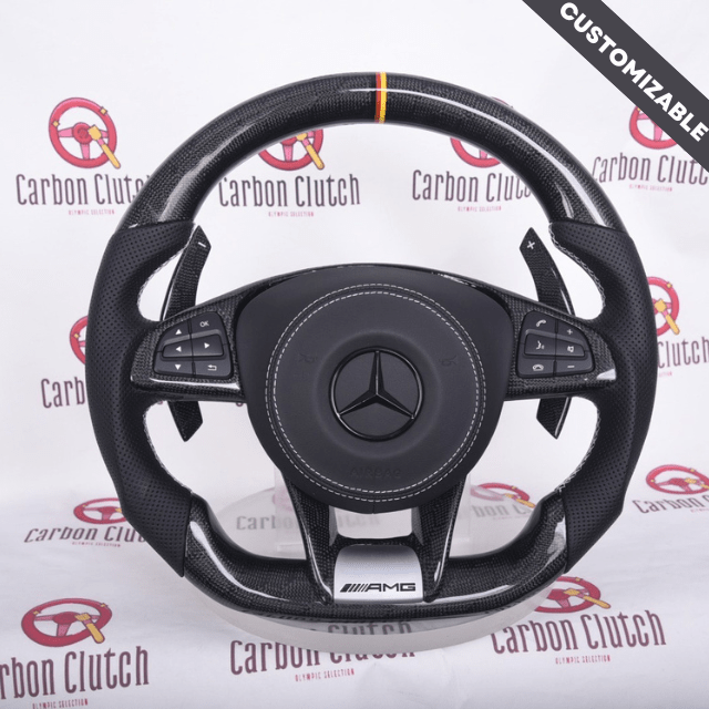 Carbon Clutch Carbon Fiber Steering Wheel Mercedes AMG Upgrade Custom Carbon Fiber Steering Wheel ( FITS 2006+ ALL MODELS )