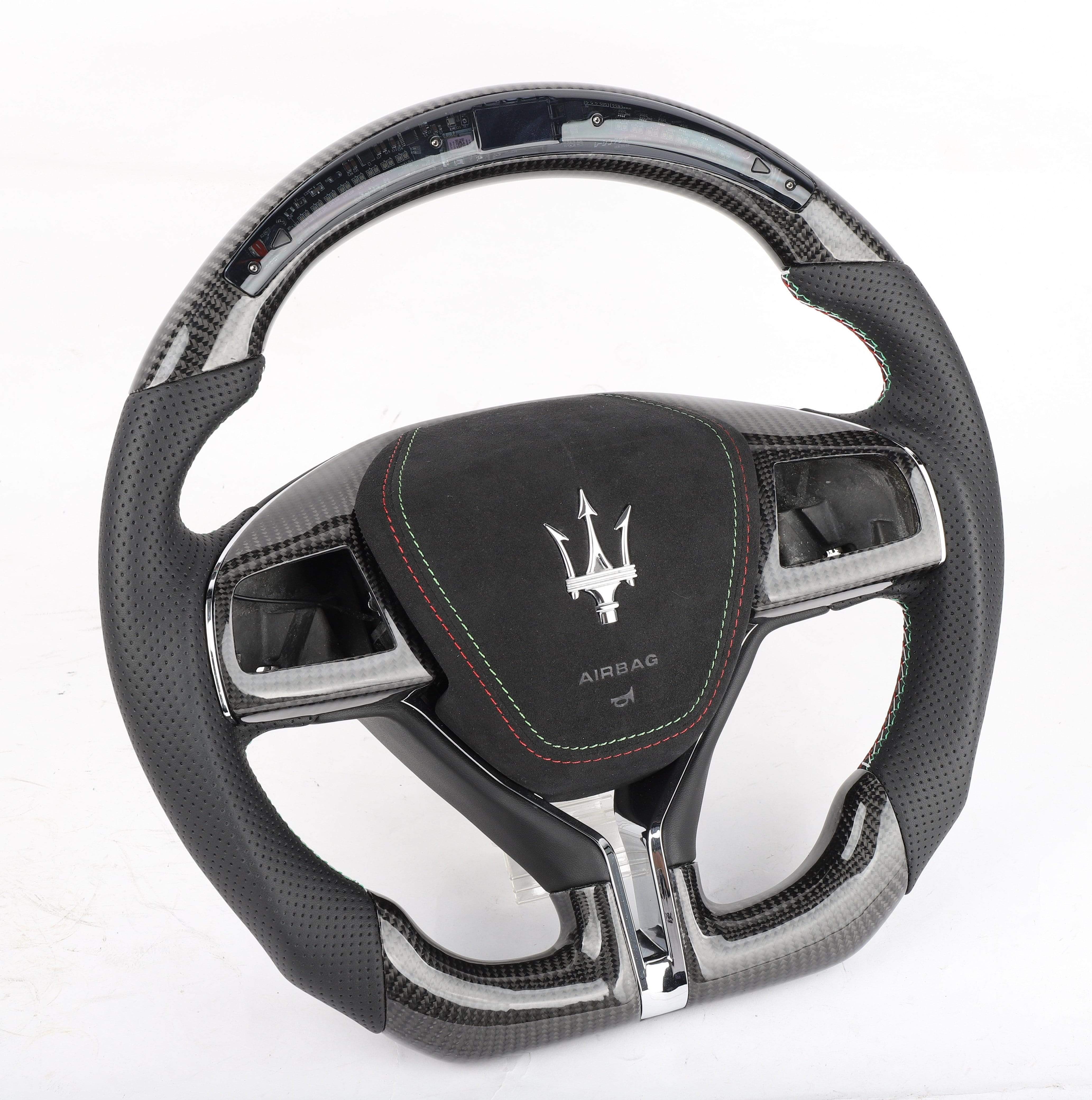 2014+ Maserati Ghibli, Quattroporte, Levante Custom Carbon Fiber Steering Wheel with (Airbag Cover).