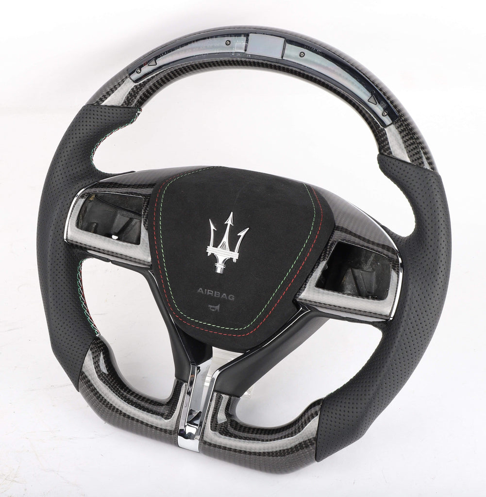 2014+ Maserati Ghibli, Quattroporte, Levante Custom Carbon Fiber Steering Wheel with (Airbag Cover).